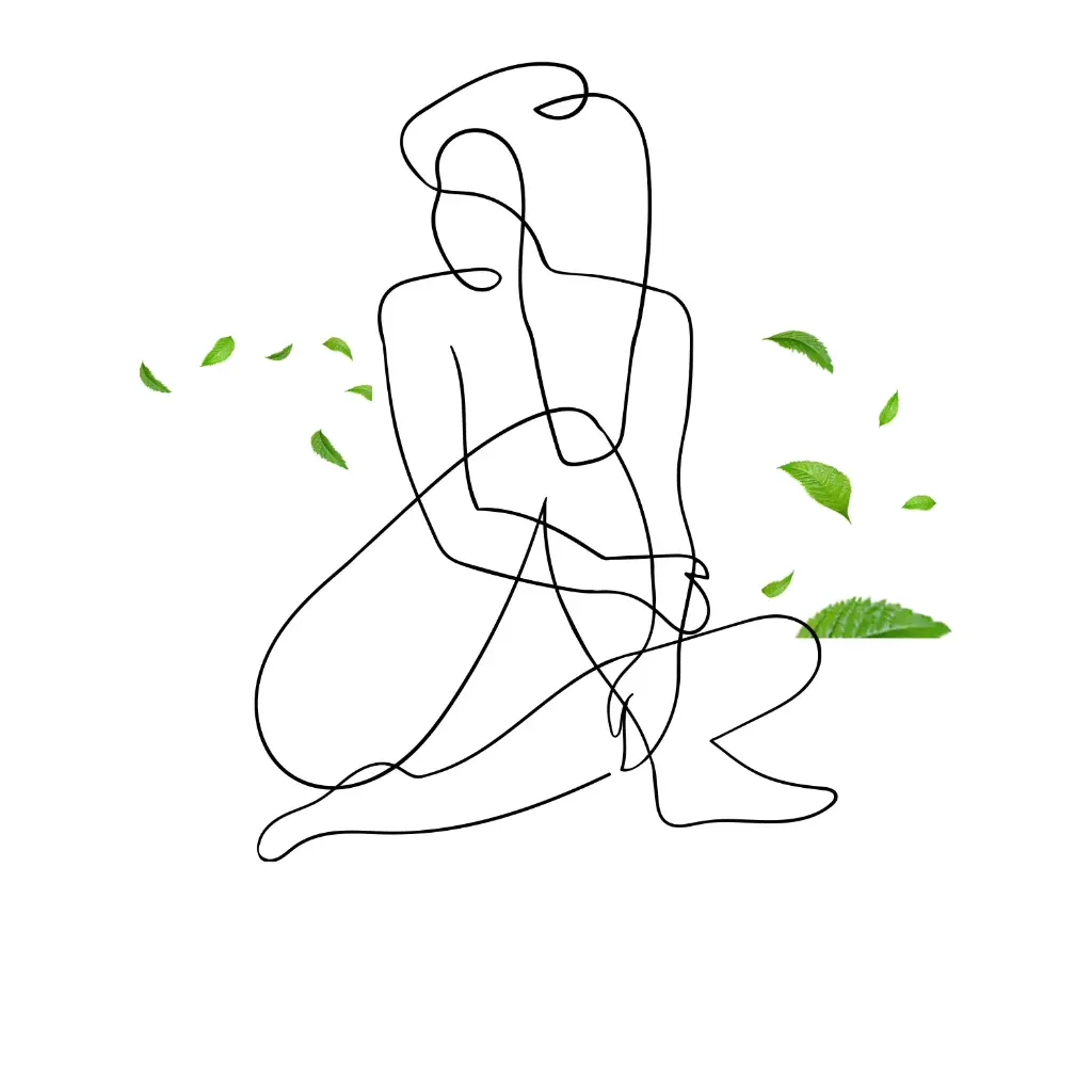 woman eden Smiling woman holding a green leaf, representing natural skincare and self-love.